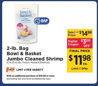 ShopRite 2 lb. bag jumbo cleaned shrimp offer