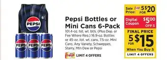 ShopRite Bottles or mini cans 6-pack offer