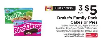 ShopRite Family pack cakes or pies offer