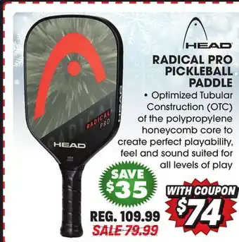 Big 5 Head radical pro pickleball paddle offer