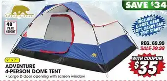 Big 5 Golden bear adventure 4-person dome tent offer