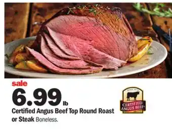 Meijer Certified angus beef top round roast or steak offer