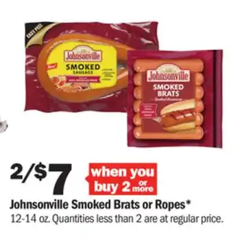 Meijer Johnsonville smoked brats or ropes offer
