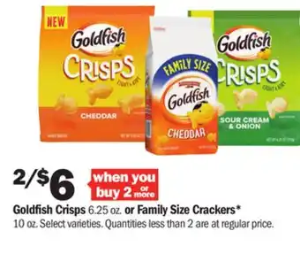 Meijer Goldfish crisps 6.25 oz. or family size crackers* 10 oz offer