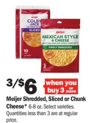 Meijer Meijer shredded, sliced or chunk cheese offer