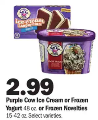 Meijer Purple cow ice cream or frozen yogurt 48 oz. or frozen novelties 15-42 oz offer