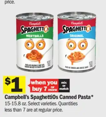 Meijer Campbell's spaghettios canned pasta offer