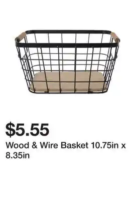 Five Below Wood & wire basket 10.75in x 8.35in offer