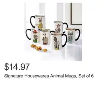 Costco Signature housewares animal mugs, set of 6 offer