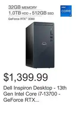 Costco Dell inspiron desktop - 13th gen intel core i7-13700 - geforce rtx 3060 - windows 11 offer