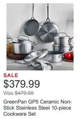 Costco Greenpan gp5 ceramic non-stick stainless steel 10-piece cookware set offer
