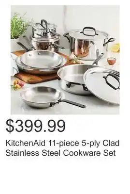 Costco Kitchenaid 11-piece 5-ply clad stainless steel cookware set offer