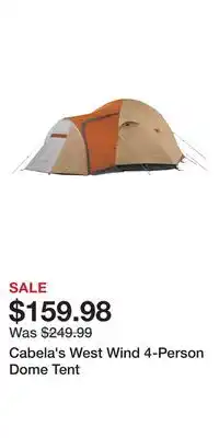 Cabela's Cabela's west wind 4-person dome tent offer