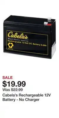 Cabela's Cabela's rechargeable 12v battery - no charger offer