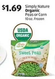 Aldi Simply Nature Organic Peas or Corn offer