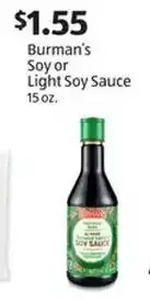 Aldi Burman's Soy or Light Soy Sauce offer