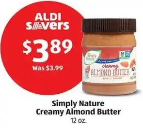 Aldi Simply Nature Creamy Almond Butter offer