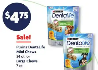 Family Dollar Purina dentalife mini chews 24 ct. or large chews 7 ct offer