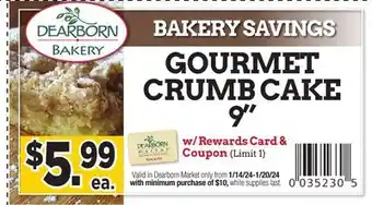 Dearborn Market Gourmet crumb cake 9 offer