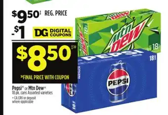Dollar General Pepsi or mtn dew offer
