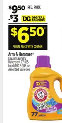 Dollar General Arm & hammer liquid laundry detergent offer