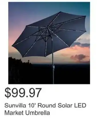 Costco Sunvilla 10' Round Solar LED Market Umbrella offer