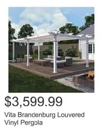 Costco Vita Brandenburg Louvered Vinyl Pergola offer