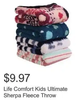 Costco Life Comfort Kids Ultimate Sherpa Fleece Throw offer