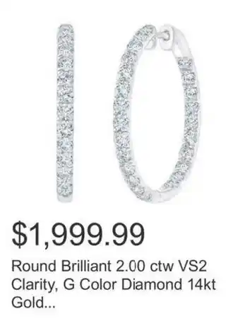 Costco Round Brilliant 2.00 ctw VS2 Clarity, G Color Diamond 14kt Gold... offer