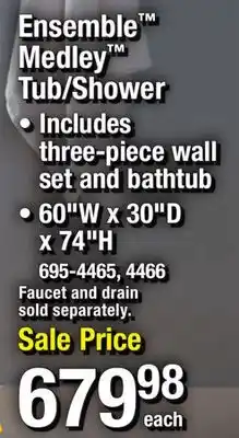 Menards Ensemble medley tub/shower offer