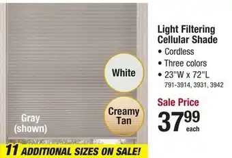 Menards Light filtering cellular shade offer