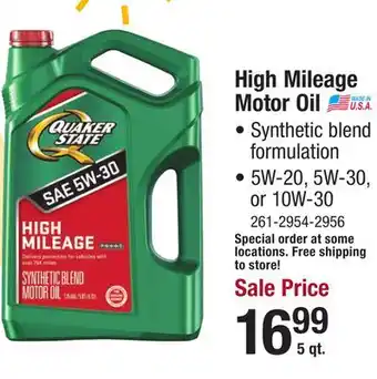 Menards High mileage motor oil offer