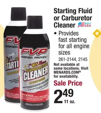 Menards Starting fluid or carburetor cleaner offer