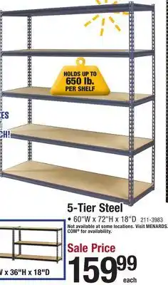 Menards 5-tier steel offer