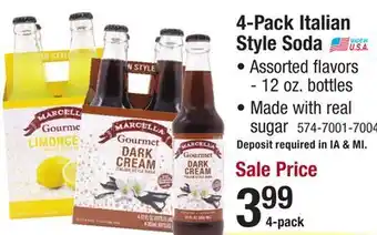 Menards 4-pack italian style soda offer
