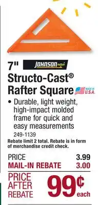 Menards 7 structo-cast rafter square offer