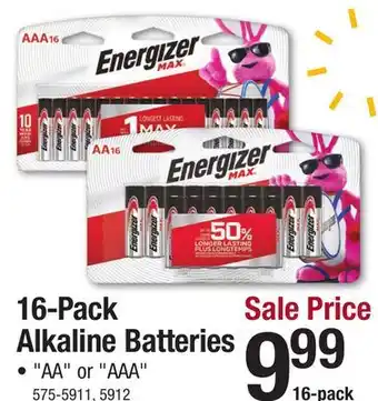 Menards 16-pack alkaline batteries offer