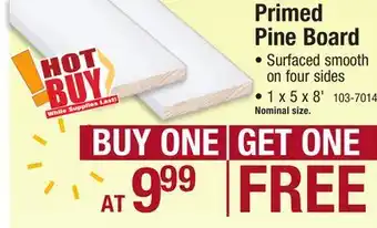 Menards Primed pine board offer