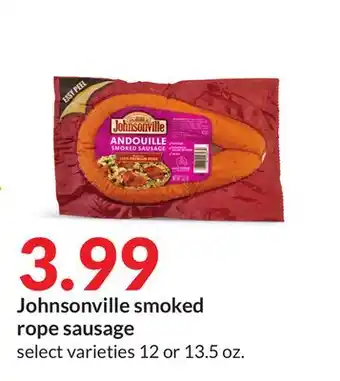 Hy-Vee Johnsonville smoked rope sausage offer
