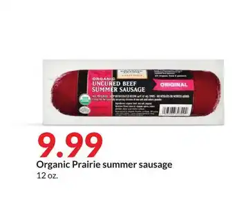 Hy-Vee Organic prairie summer sausage offer