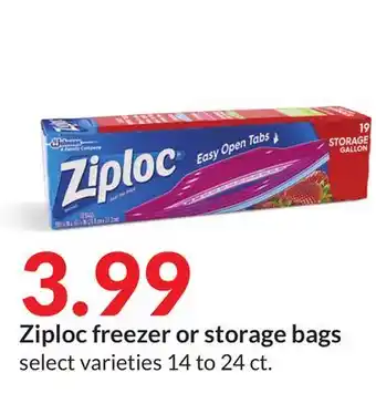 Hy-Vee Ziploc freezer or storage bags offer