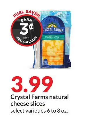 Hy-Vee Crystal farms natural cheese slices offer