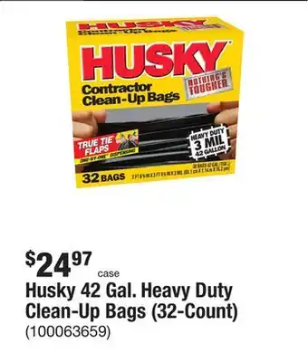 The Home Depot Husky 42 gal. heavy duty clean-up bags (32-count) offer