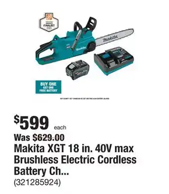 The Home Depot Makita xgt 18 in. 40v max brushless electric cordless battery chainsaw kit (5.0ah) offer