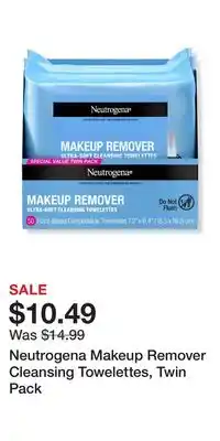 Ulta Beauty Neutrogena makeup remover cleansing towelettes, twin pack offer