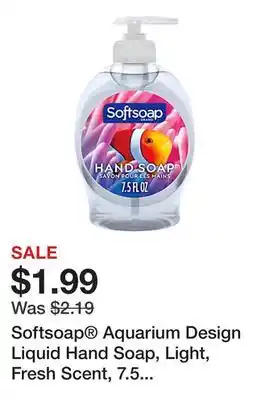 Office Depot Softsoap aquarium design liquid hand soap, light, fresh scent, 7.5 oz pump bottle offer