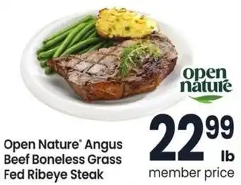 Albertsons Open Nature Angus Beef Boneless Grass Fed Ribeye Steak offer