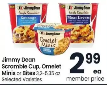 Albertsons Jimmy Dean Scramble Cup, Omelet Minis or Bites offer