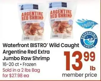 Albertsons Waterfront BISTRO Wild Caught Argentine Red Extra Jumbo Raw Shrimp offer