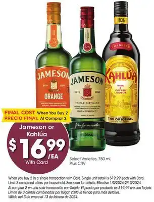 Ralphs Jameson or kahlúa offer